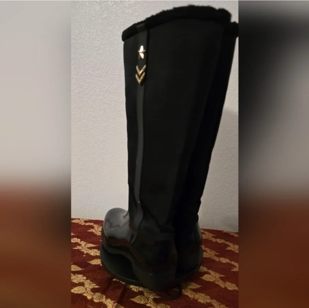 Tommy Hilfiger Black Over-the-Knee Glossy & Fleece-Trim Boots